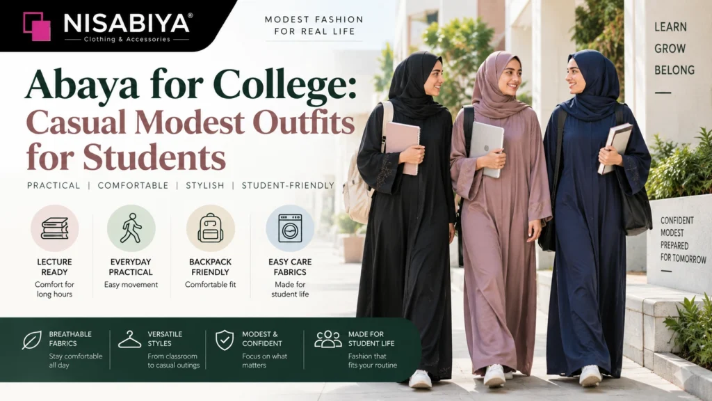 Abaya for College featuring casual modest outfits for students