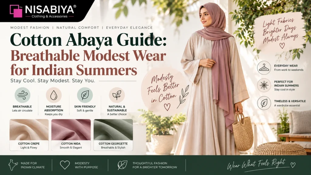 Cotton abaya for breathable and comfortable modest wear in Indian summers