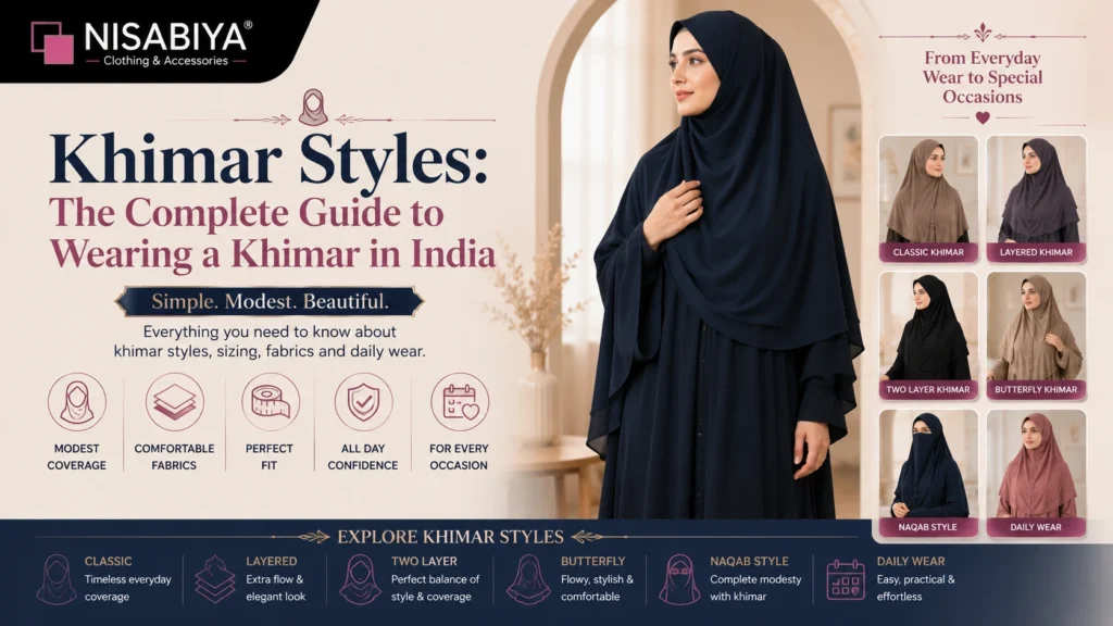 Khimar styles complete guide showing modest khimar options for women in India