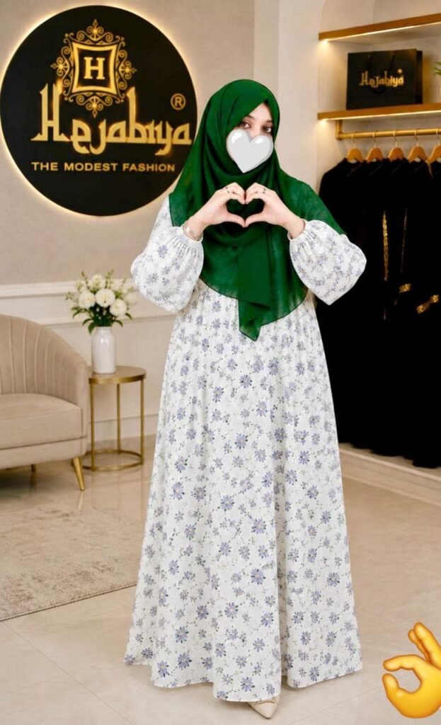 Blue Floral Summer Dress 👗 — Custom Custom Abaya India | Nisabiya®