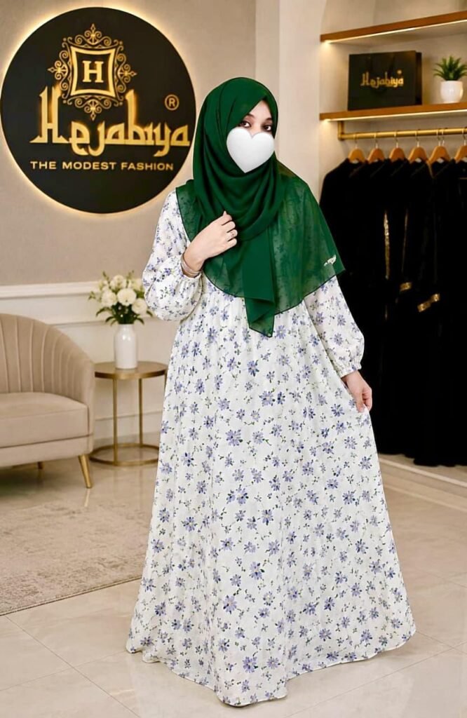 Blue Floral Summer Dress 👗 — Custom Custom Abaya India | Nisabiya®