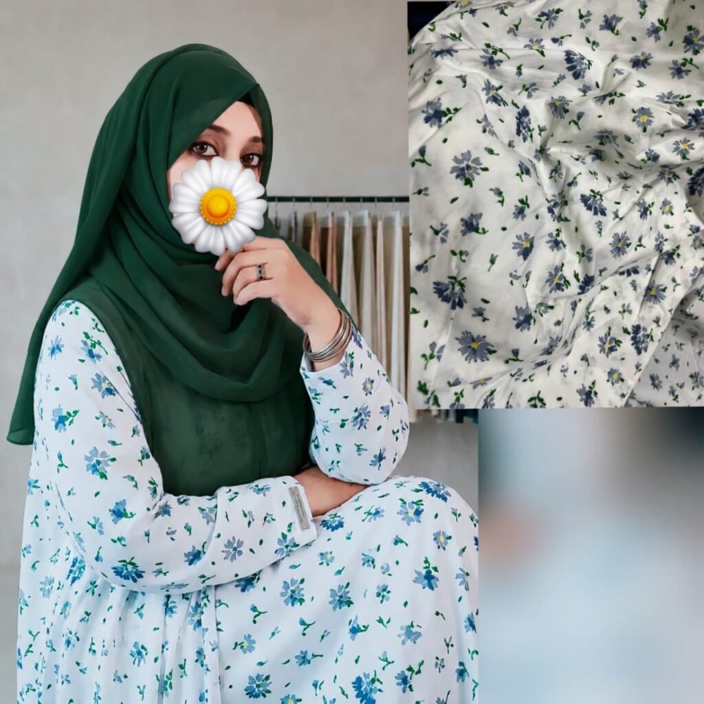 Blue Floral Summer Dress 👗 — Custom Custom Abaya India | Nisabiya®