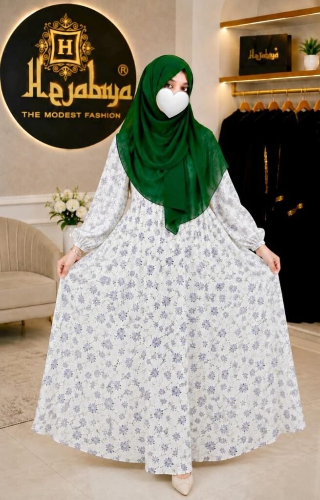 Blue Floral Summer Dress 👗 — Custom Custom Abaya India | Nisabiya®