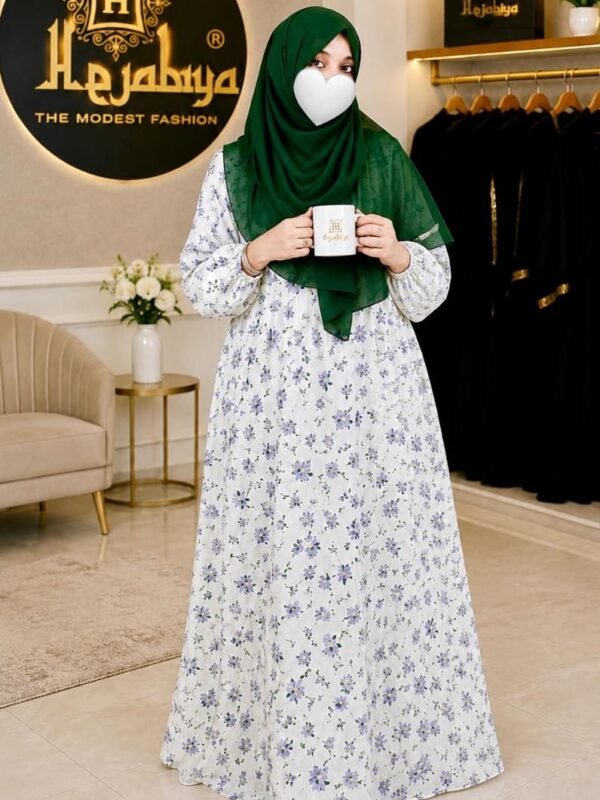 Blue Floral Summer Dress 👗 — Custom Custom Abaya India | Nisabiya® — Custom Custom Abaya India | NISABIYA®