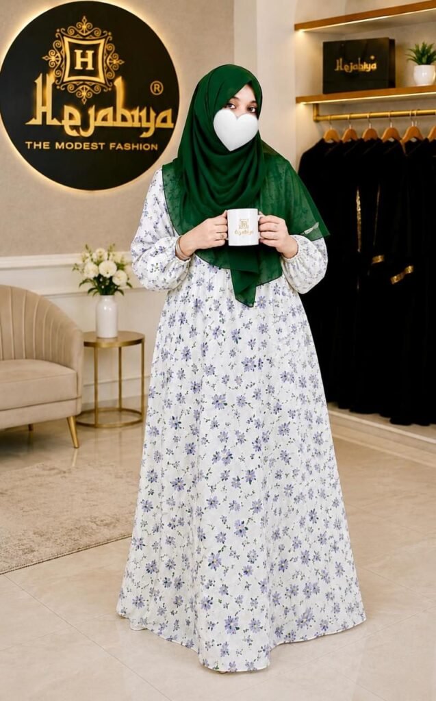 Blue Floral Summer Dress 👗 — Custom Custom Abaya India | Nisabiya®