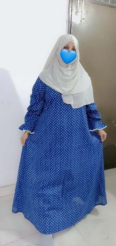 Blue Polka Dot cotton Abaya 💙 — Custom Custom Abaya India | Nisabiya®