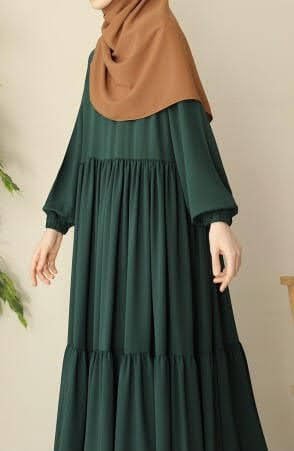 Custom Forest Green Tiered Abaya | Button Front Modest Dress for Women | NISABIYA® — NISABIYA® Custom Abaya India